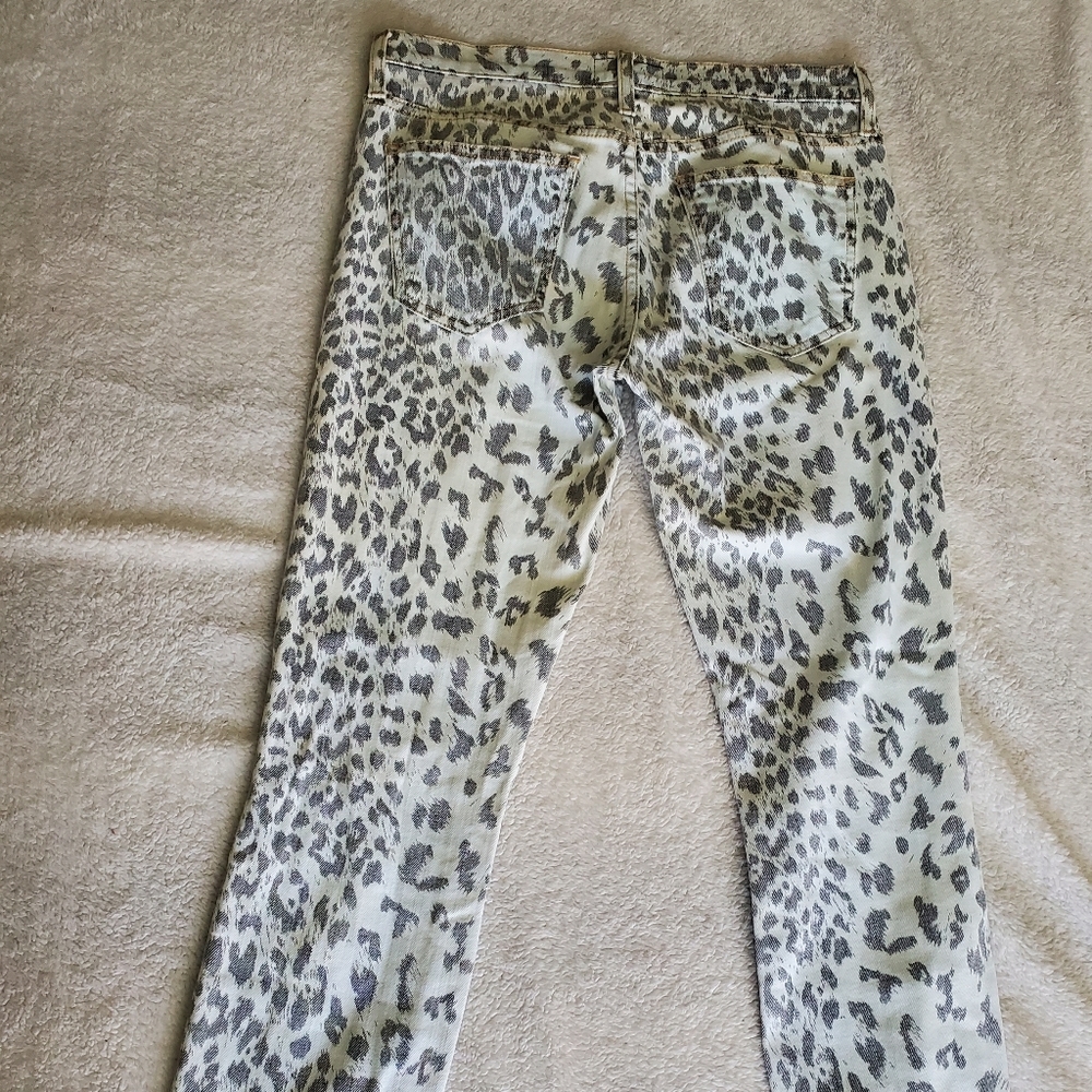 Current/Elliott The Stiletto Bleach Out Leopad Denim Jeans Grey 27 Animal Print - Picture 3 of 9